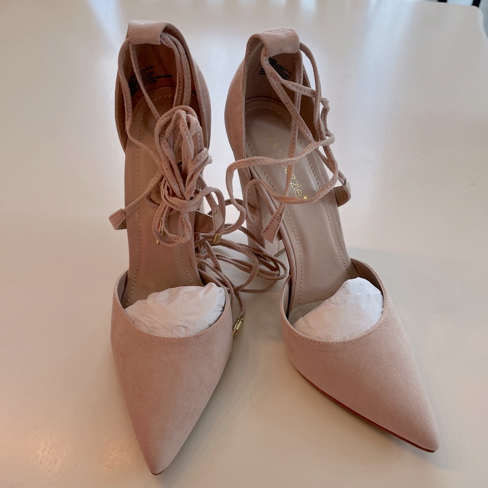 Shoedazzle 4” Janessa Lace Up Heel - Blush color Size 7.5 - NEW